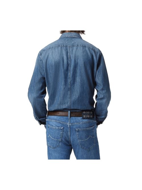 Camicia da uomo in denim leggero di puro cotone, colore blu medio JACOB COHEN | C0011007T9734S1200D